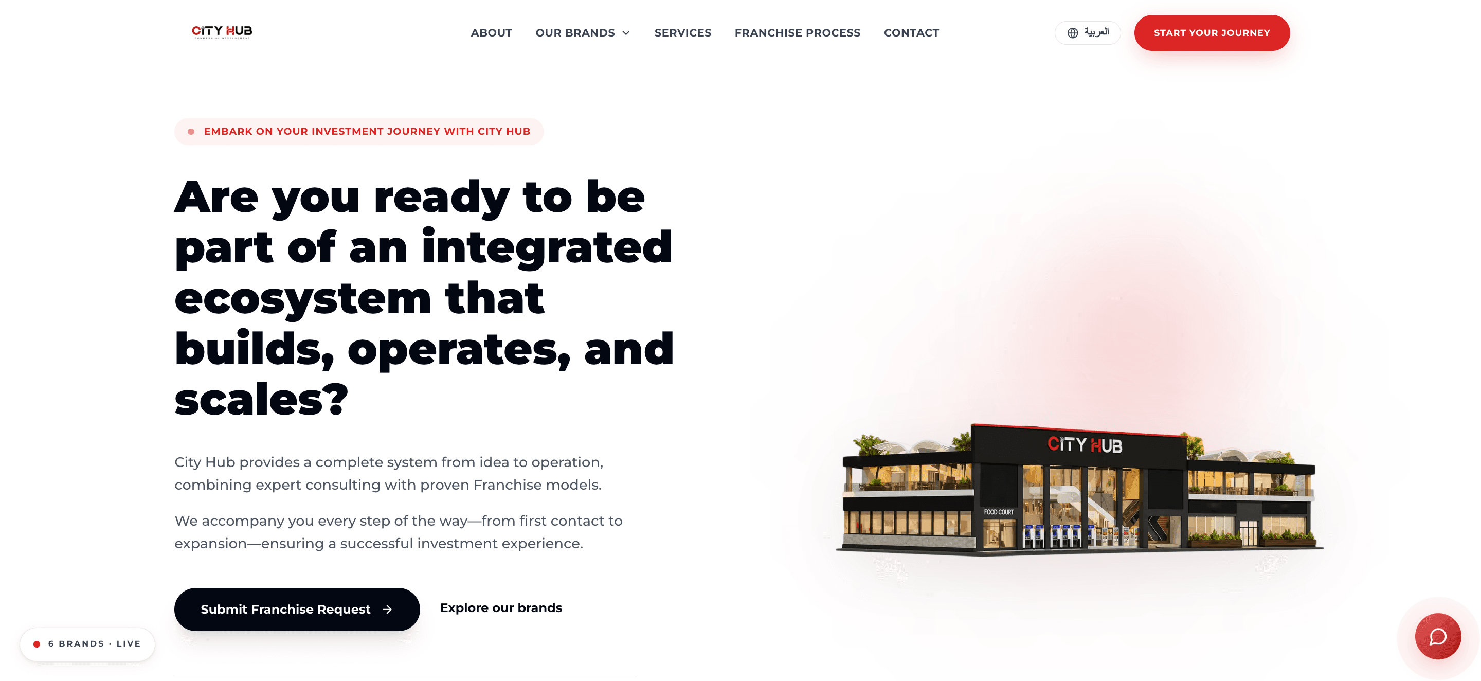 City Hub — Premium bilingual landing page for an F&B franchise group — brand showcase, franchise funnel and lead capture.